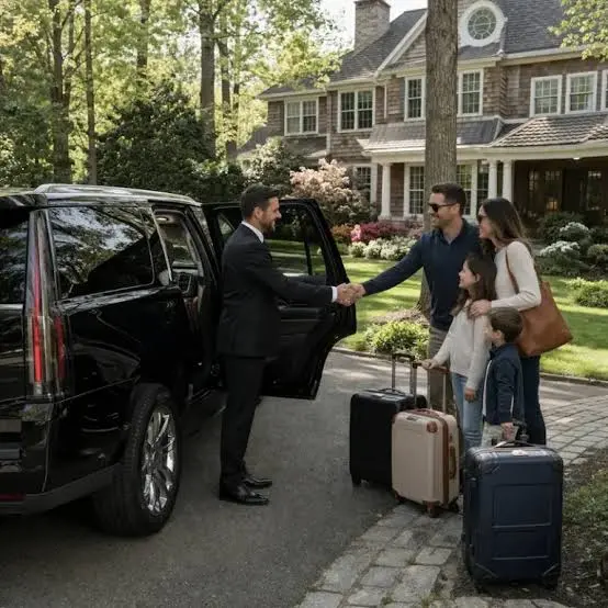 Car service to JFK Airport car returning to Manhattan with luggage