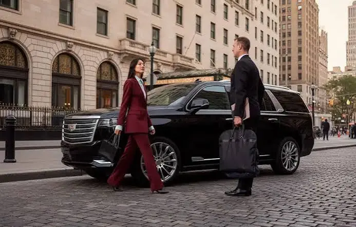 Chauffeur service NYC vehicle set up for a wedding and corporate event