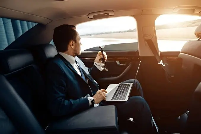 Corporate car service NYC vehicle at a conference roadshow event