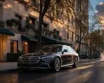 Hourly chauffeur service NYC car outside a wedding venue