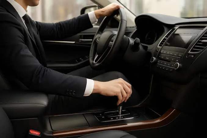 Hourly chauffeur service NYC car waiting outside a stop