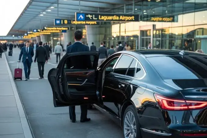 LaGuardia airport car service returning to Manhattan with luggage
