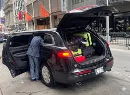 Manhattan car service vehicle set up for a corporate event pickup